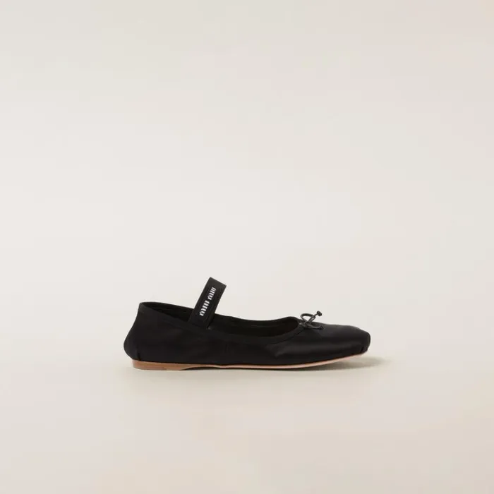 Women Miu Miu Ballerinas Satin Ballerinas Black Women Miu Miu Ballerinas Satin Ballerinas Black