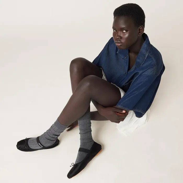 Women Miu Miu Ballerinas Satin Ballerinas Black Women Miu Miu Ballerinas Satin Ballerinas Black