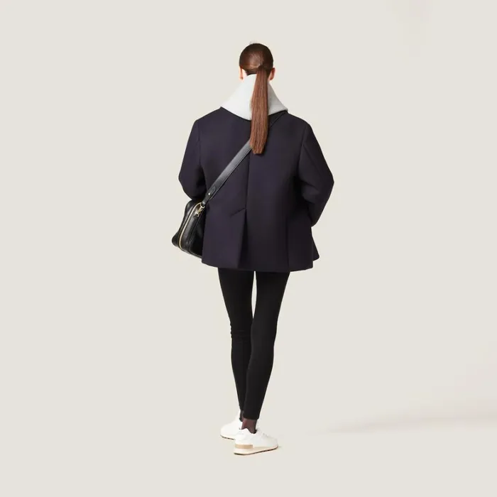 Women Miu Miu Coats And Jackets Doublebreasted Cloth Peacoat Jacket Navy Women Miu Miu Coats And Jackets Doublebreasted Cloth Peacoat Jacket Navy