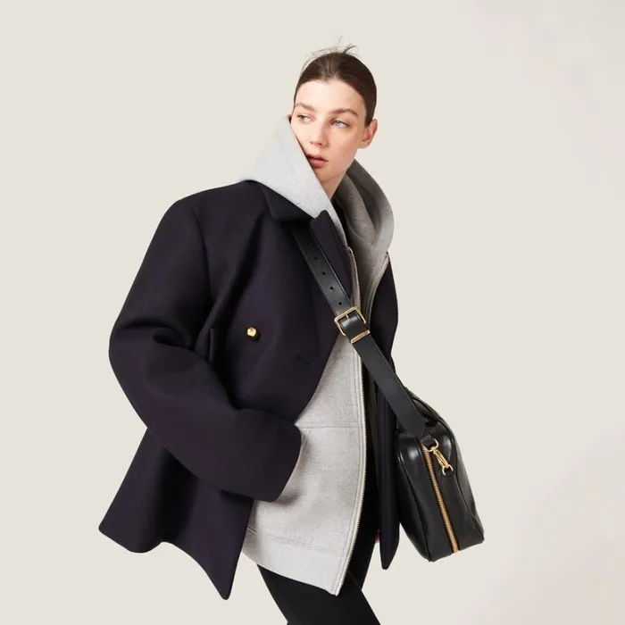 Women Miu Miu Coats And Jackets Doublebreasted Cloth Peacoat Jacket Navy Women Miu Miu Coats And Jackets Doublebreasted Cloth Peacoat Jacket Navy