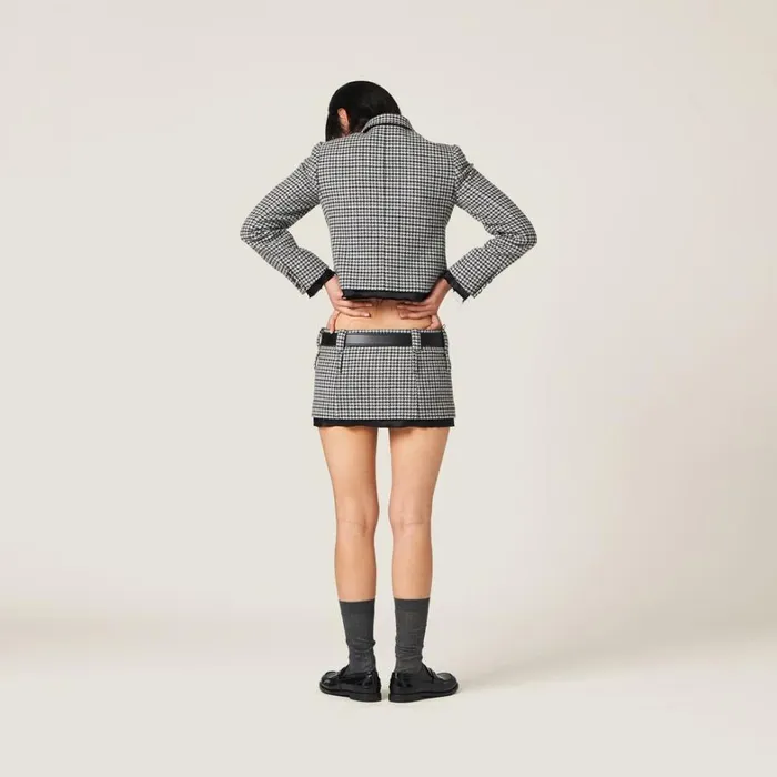Women Miu Miu Coats And Jackets Singlebreasted Houndstooth Check Jacket Grayblack Women Miu Miu Coats And Jackets Singlebreasted Houndstooth Check Jacket Grayblack