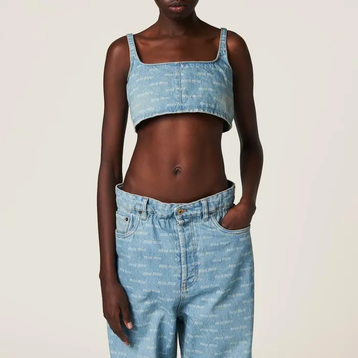 Women Miu Miu Denim Denim Top Sapphire Blue Women Miu Miu Denim Denim Top Sapphire Blue