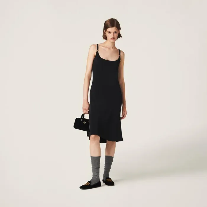 Women Miu Miu Dresses Cady Dress Black Women Miu Miu Dresses Cady Dress Black