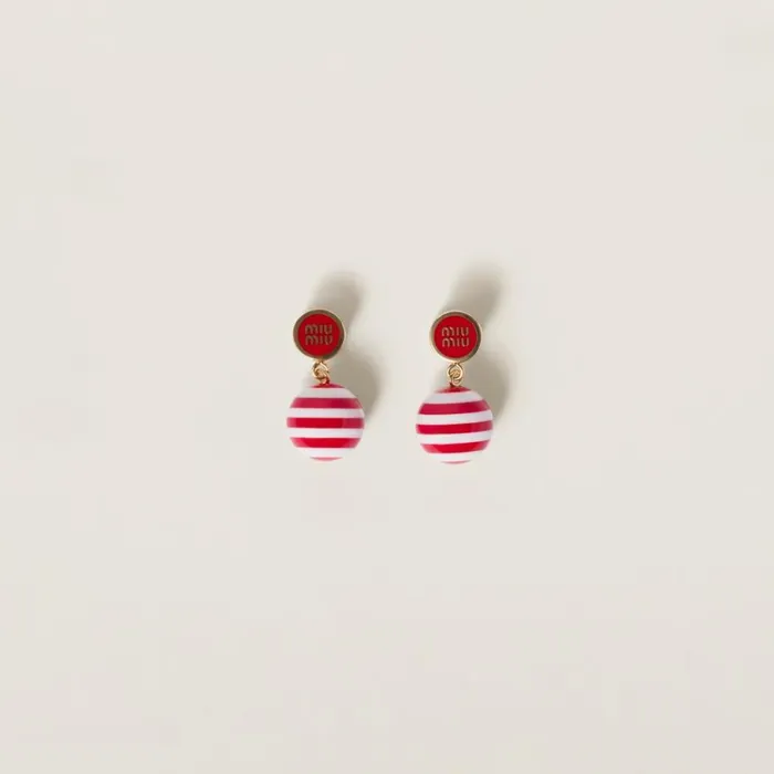 Women Miu Miu Earrings Metal And Pearl Earrings Red
