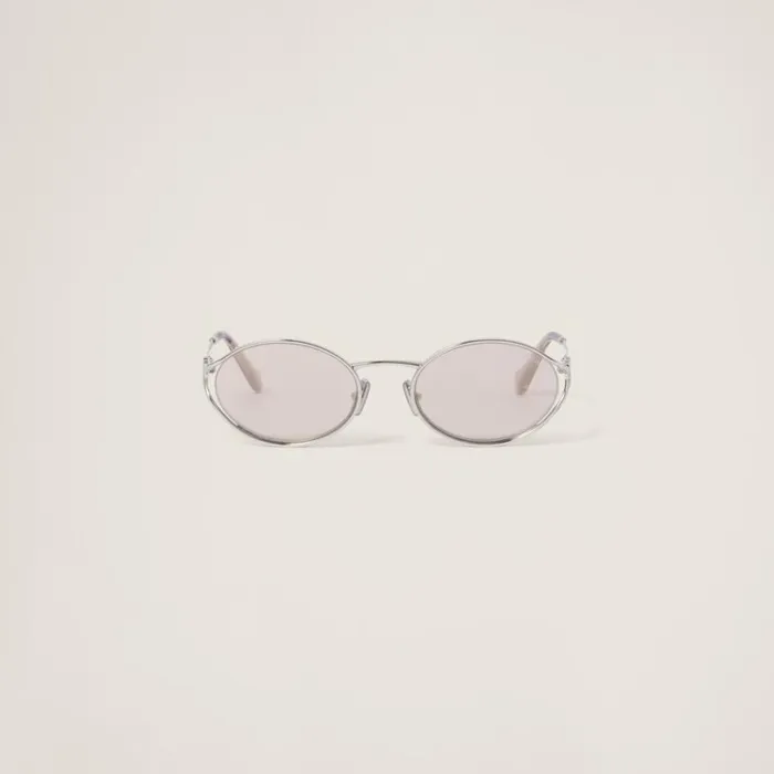 Women Miu Miu Eyewear Miu Miu Logo Sunglasses Light Gold Lenses