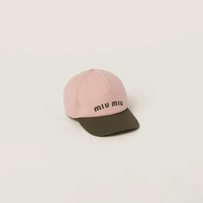 Women Miu Miu Hats And Gloves Drill Baseball Cap Orchid Pinkmilitary