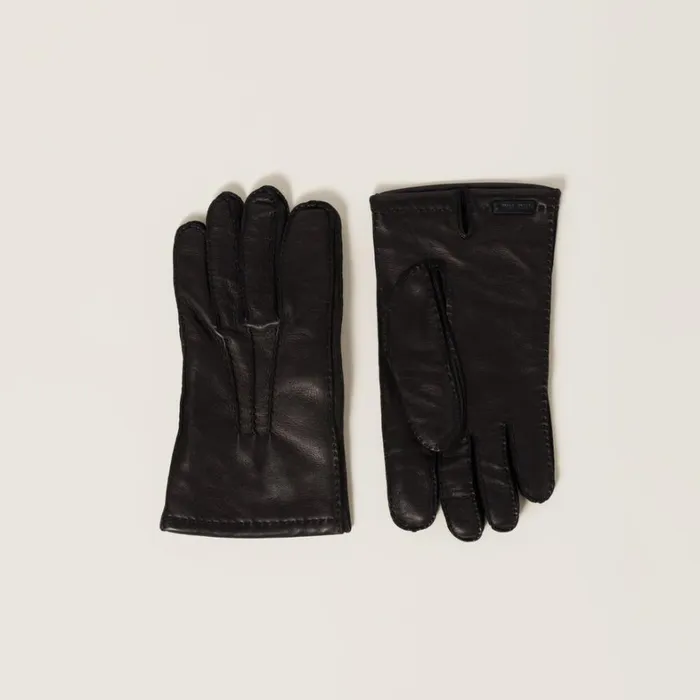 Women Miu Miu Hats And Gloves Nappa Leather Gloves Black