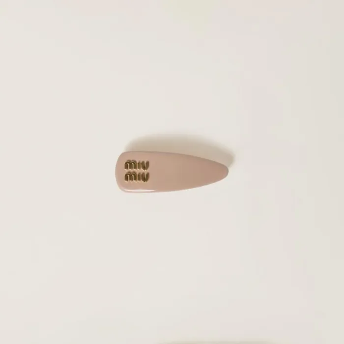 Women Miu Miu Headbands And Hair Accessories Patent Leather Hair Clip Powder Pink