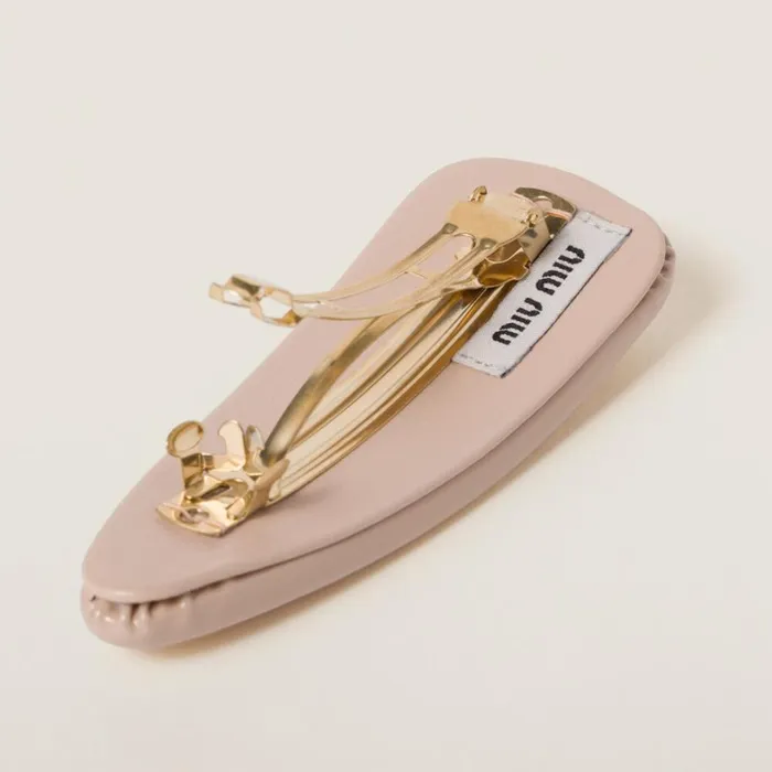 Women Miu Miu Headbands And Hair Accessories Patent Leather Hair Clip Powder Pink Women Miu Miu Headbands And Hair Accessories Patent Leather Hair Clip Powder Pink