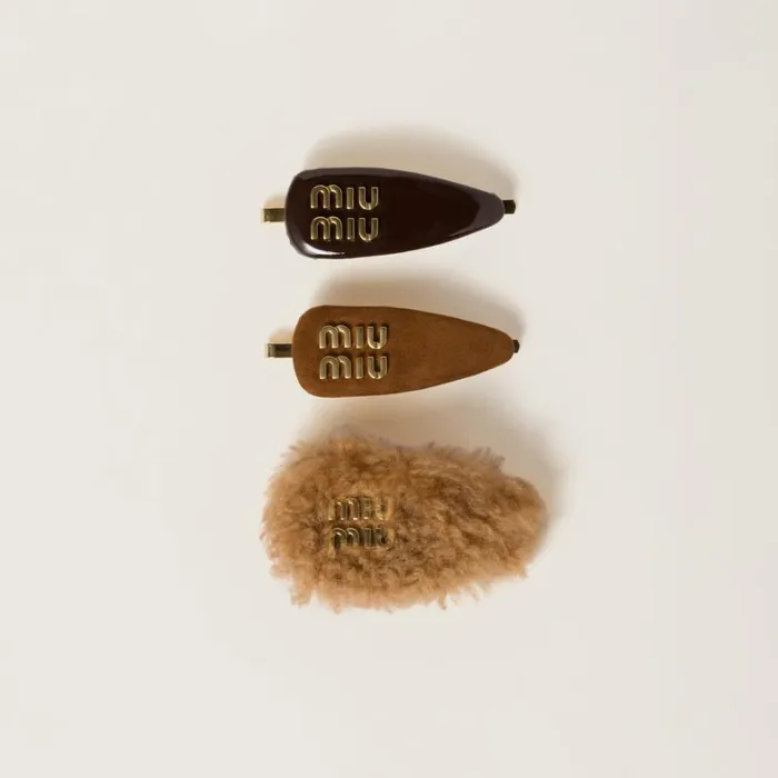 Women Miu Miu Headbands And Hair Accessories Set Of Leather Suede And Shearling Hair Clips Briarwood Women Miu Miu Headbands And Hair Accessories Set Of Leather Suede And Shearling Hair Clips Briarwood