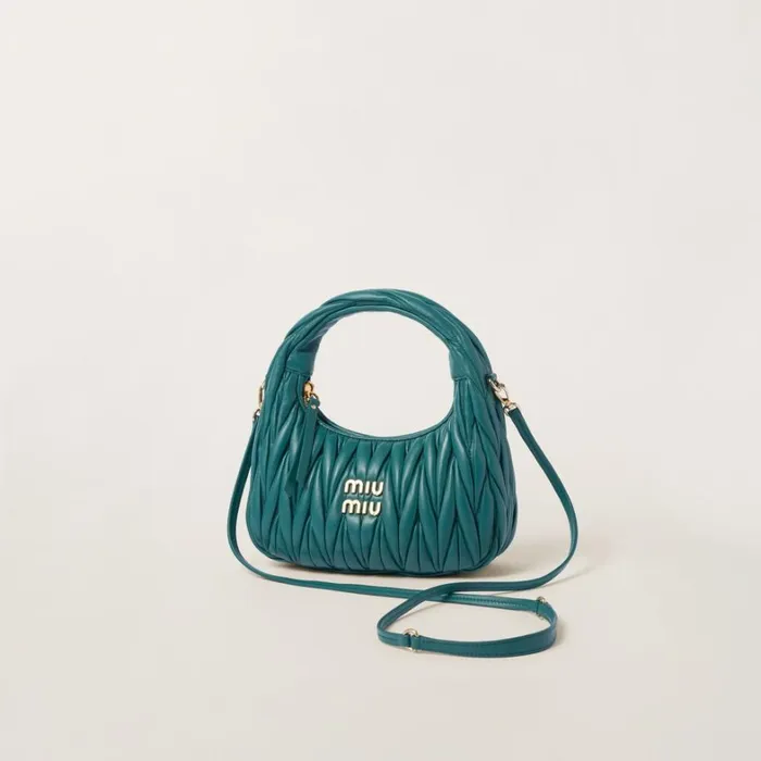 Women Miu Miu Hobo Bags Wander Matelass Nappa Leather Hobo Bag Lagoon Blue Women Miu Miu Hobo Bags Wander Matelass Nappa Leather Hobo Bag Lagoon Blue