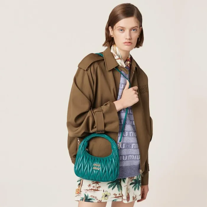 Women Miu Miu Hobo Bags Wander Matelass Nappa Leather Hobo Bag Lagoon Blue Women Miu Miu Hobo Bags Wander Matelass Nappa Leather Hobo Bag Lagoon Blue