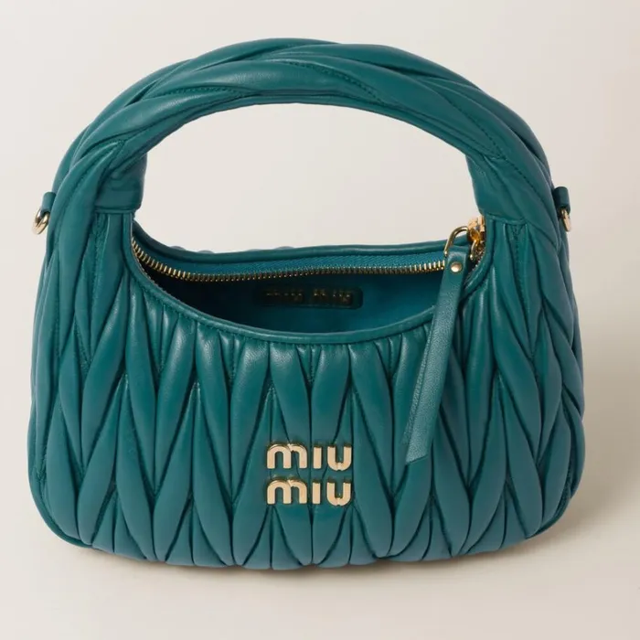 Women Miu Miu Hobo Bags Wander Matelass Nappa Leather Hobo Bag Lagoon Blue Women Miu Miu Hobo Bags Wander Matelass Nappa Leather Hobo Bag Lagoon Blue