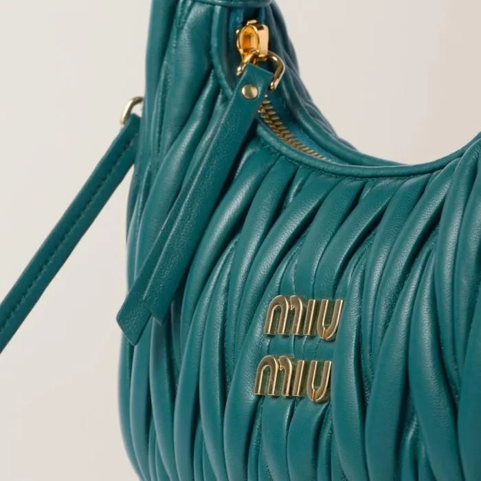 Women Miu Miu Hobo Bags Wander Matelass Nappa Leather Hobo Bag Lagoon Blue Women Miu Miu Hobo Bags Wander Matelass Nappa Leather Hobo Bag Lagoon Blue