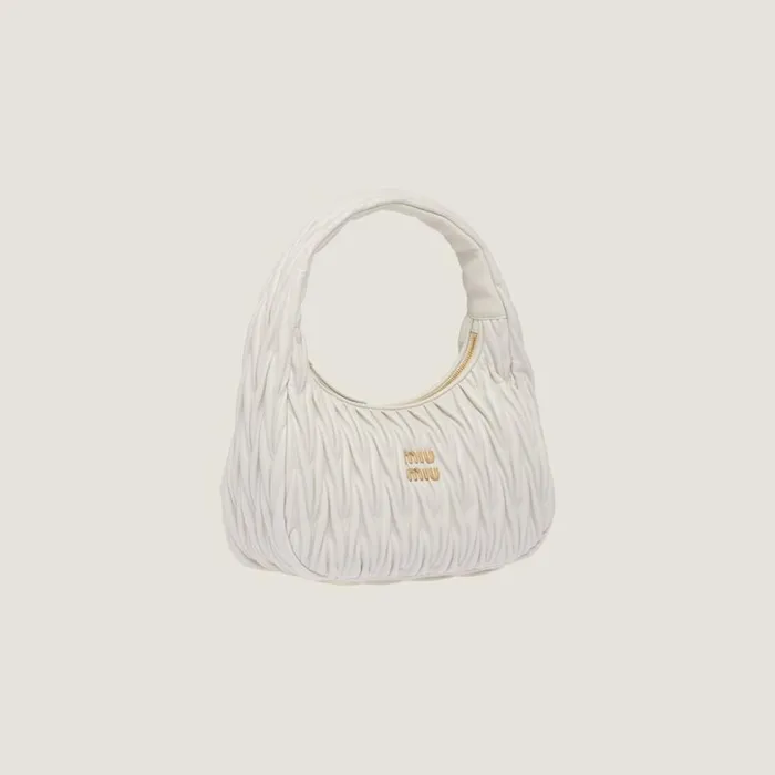 Women Miu Miu Hobo Bags Wander Matelass Nappa Leather Hobo Bag White Women Miu Miu Hobo Bags Wander Matelass Nappa Leather Hobo Bag White