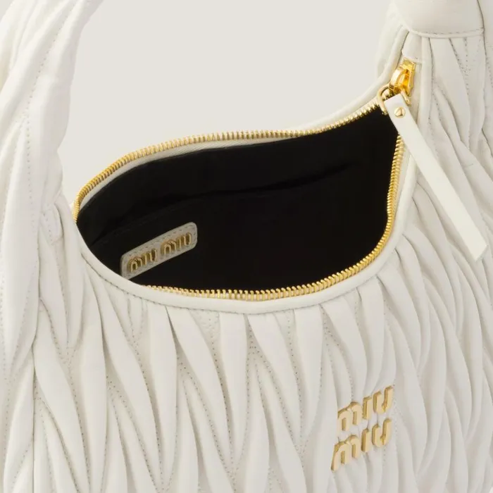Women Miu Miu Hobo Bags Wander Matelass Nappa Leather Hobo Bag White Women Miu Miu Hobo Bags Wander Matelass Nappa Leather Hobo Bag White