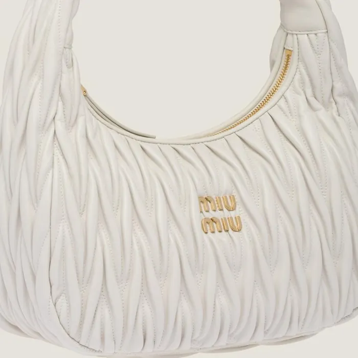 Women Miu Miu Hobo Bags Wander Matelass Nappa Leather Hobo Bag White Women Miu Miu Hobo Bags Wander Matelass Nappa Leather Hobo Bag White