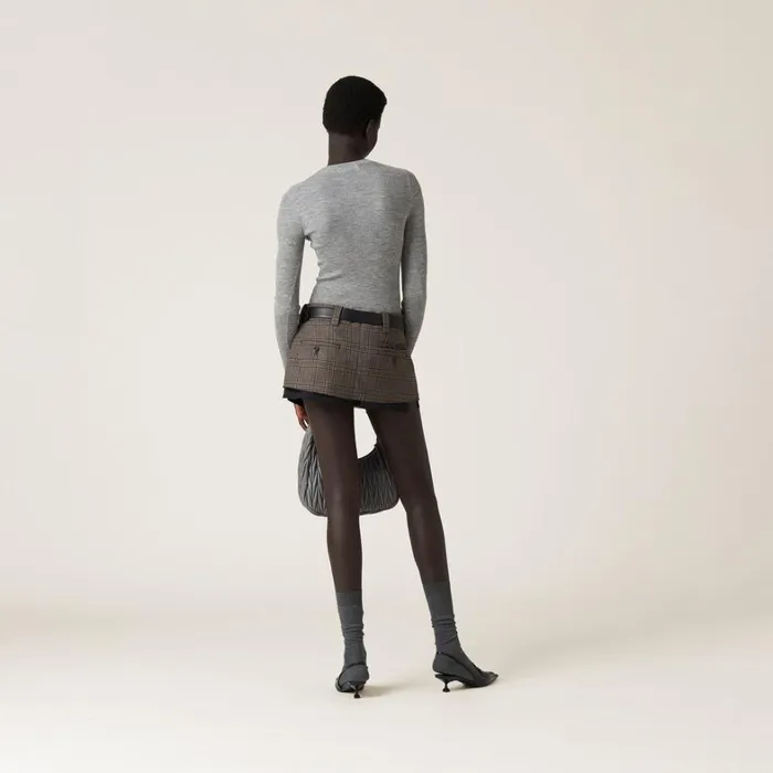 Women Miu Miu Knitwear Cashmere And Silk Sweater Grey Women Miu Miu Knitwear Cashmere And Silk Sweater Grey