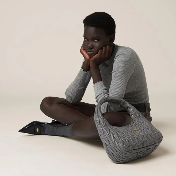 Women Miu Miu Knitwear Cashmere And Silk Sweater Grey Women Miu Miu Knitwear Cashmere And Silk Sweater Grey