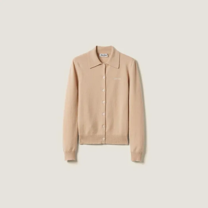 Women Miu Miu Knitwear Cashmere Knit Cardigan Albino White