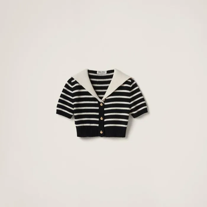 Women Miu Miu Knitwear Cashmere Knit Cardigan Blacktan