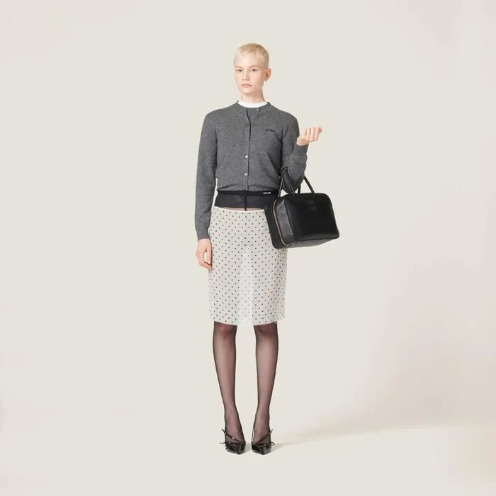 Women Miu Miu Knitwear Cashmere Knit Cardigan Slate Gray Women Miu Miu Knitwear Cashmere Knit Cardigan Slate Gray