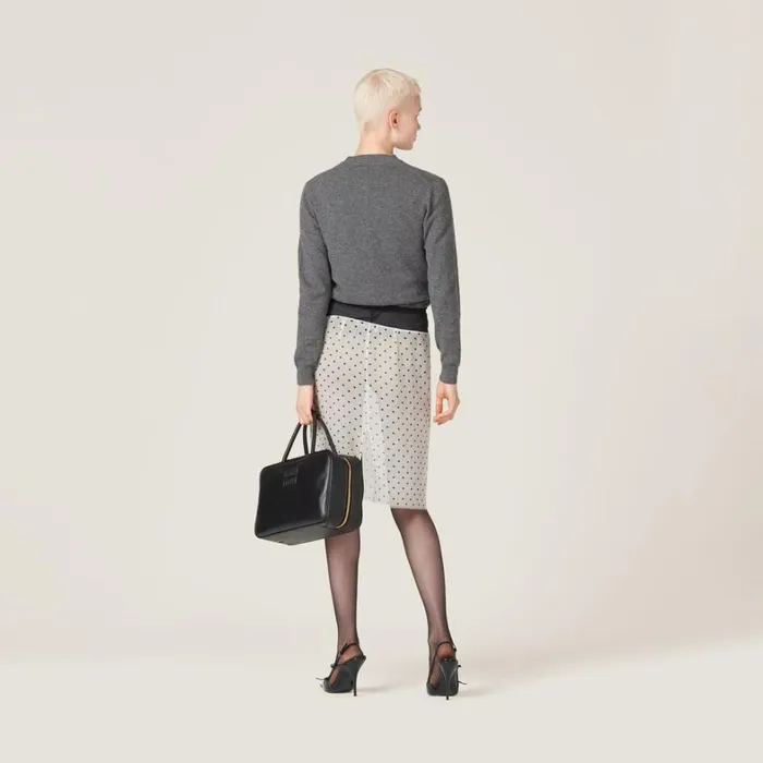 Women Miu Miu Knitwear Cashmere Knit Cardigan Slate Gray Women Miu Miu Knitwear Cashmere Knit Cardigan Slate Gray
