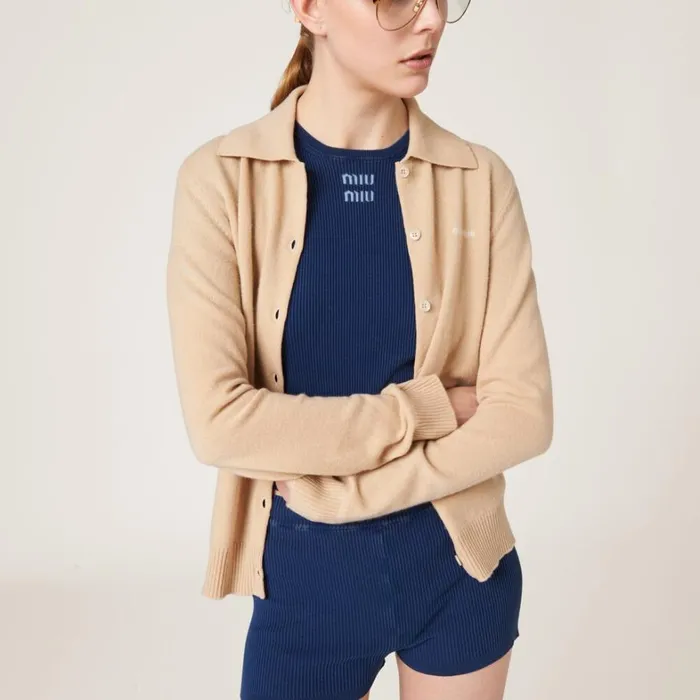 Women Miu Miu Knitwear Cotton Shorts Navy Women Miu Miu Knitwear Cotton Shorts Navy