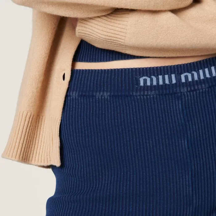 Women Miu Miu Knitwear Cotton Shorts Navy Women Miu Miu Knitwear Cotton Shorts Navy