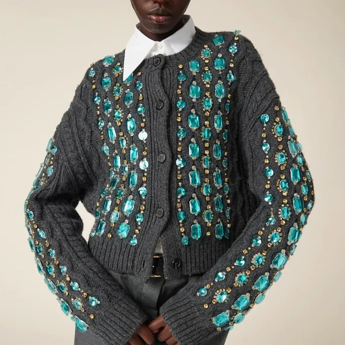 Women Miu Miu Knitwear Wool Knit Cardigan Anthracite Gray Women Miu Miu Knitwear Wool Knit Cardigan Anthracite Gray