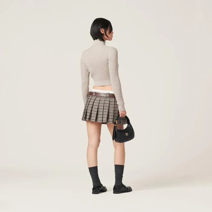 Women Miu Miu Knitwear Wool Knit Cardigan Limestone Women Miu Miu Knitwear Wool Knit Cardigan Limestone