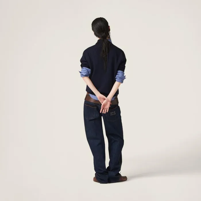 Women Miu Miu Knitwear Wool Knit Polo Shirt Navy Women Miu Miu Knitwear Wool Knit Polo Shirt Navy
