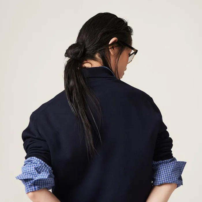 Women Miu Miu Knitwear Wool Knit Polo Shirt Navy Women Miu Miu Knitwear Wool Knit Polo Shirt Navy