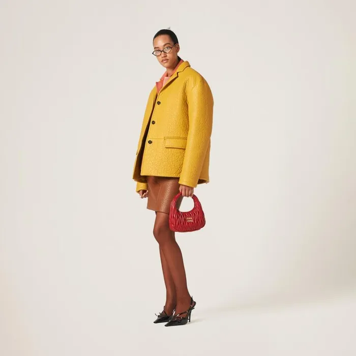 Women Miu Miu Leather Nappa Leather Jacket Maize Yellow Women Miu Miu Leather Nappa Leather Jacket Maize Yellow