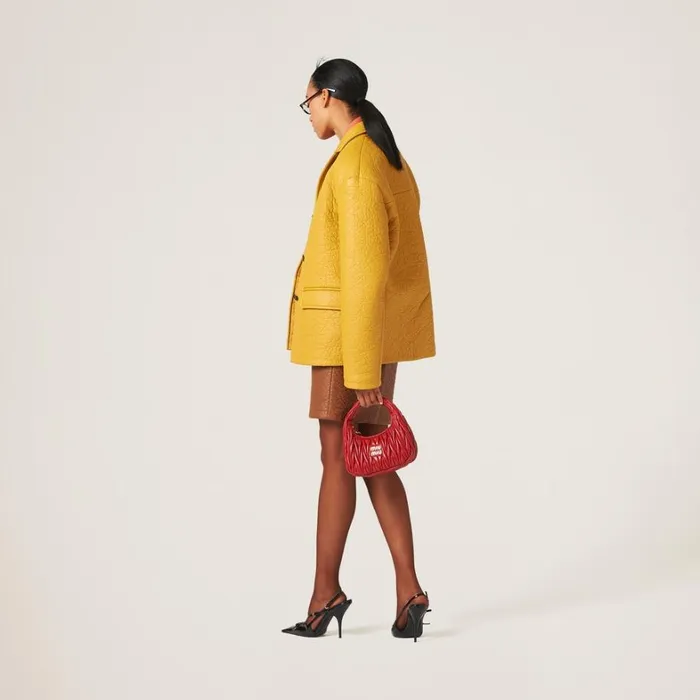 Women Miu Miu Leather Nappa Leather Jacket Maize Yellow Women Miu Miu Leather Nappa Leather Jacket Maize Yellow