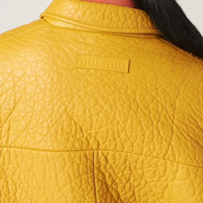 Women Miu Miu Leather Nappa Leather Jacket Maize Yellow Women Miu Miu Leather Nappa Leather Jacket Maize Yellow