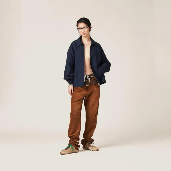 Women Miu Miu Leather Suede Pants Cinnamon Women Miu Miu Leather Suede Pants Cinnamon