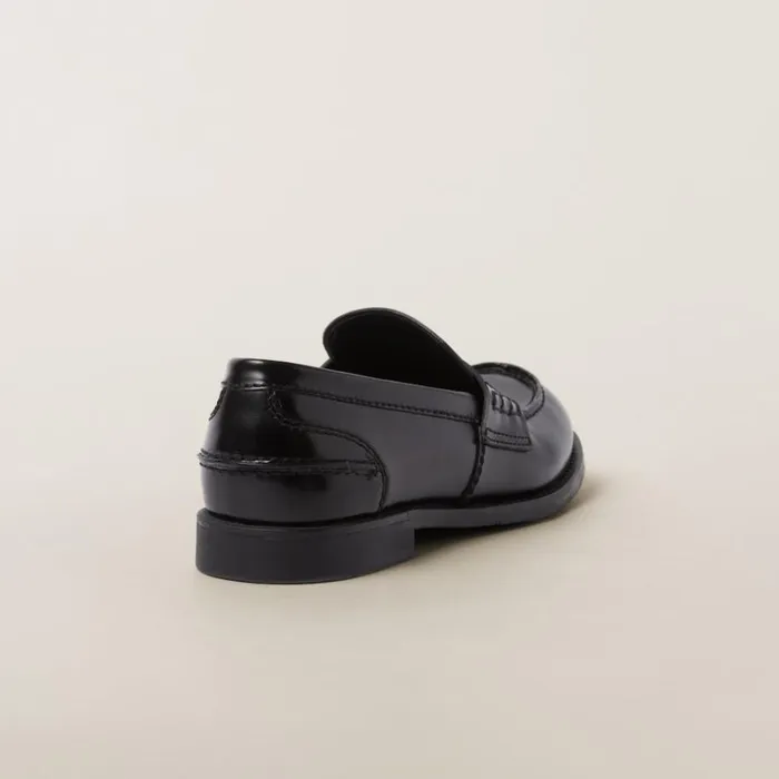 Women Miu Miu Loafers And LaceUps Brushed Leather Penny Loafers Black Women Miu Miu Loafers And LaceUps Brushed Leather Penny Loafers Black