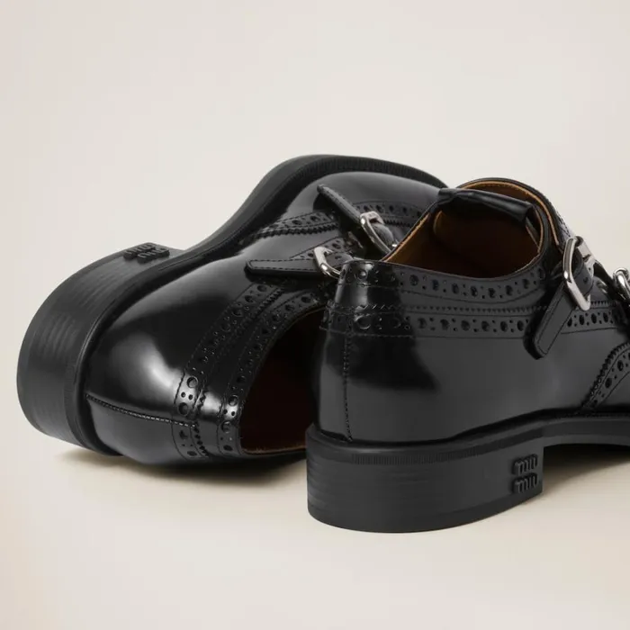 Women Miu Miu Loafers And LaceUps Church039s X Miu Miu Brushed Leather Double Monk Brogue Shoes Black Women Miu Miu Loafers And LaceUps Church039s X Miu Miu Brushed Leather Double Monk Brogue Shoes Black