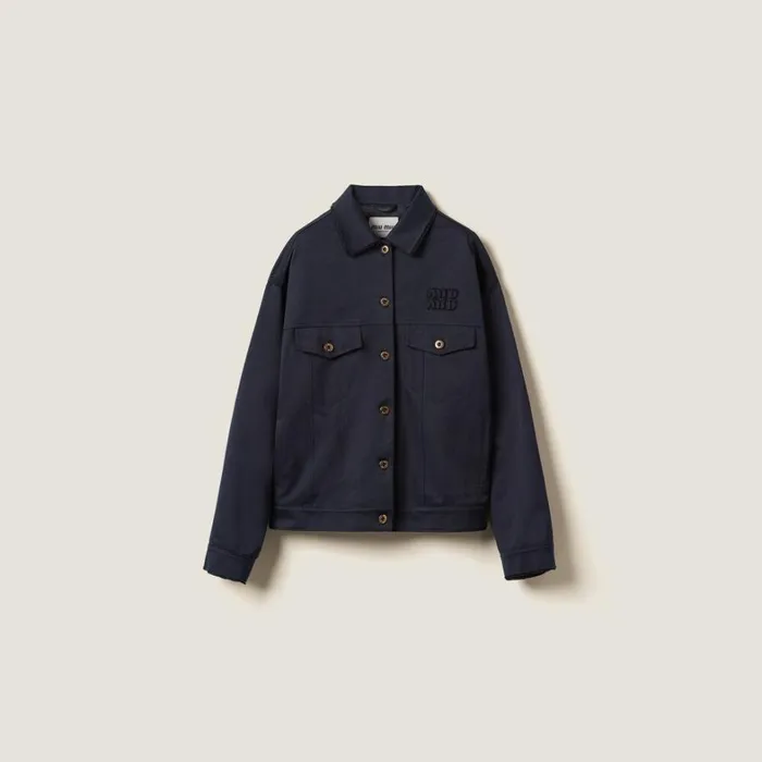 Women Miu Miu Outerwear Chino Blouson Jacket Navy