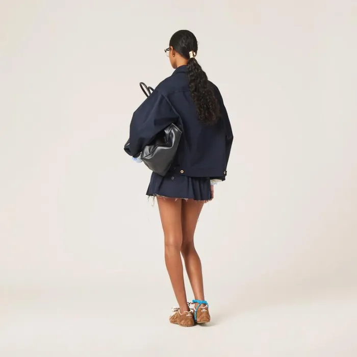 Women Miu Miu Outerwear Chino Blouson Jacket Navy Women Miu Miu Outerwear Chino Blouson Jacket Navy