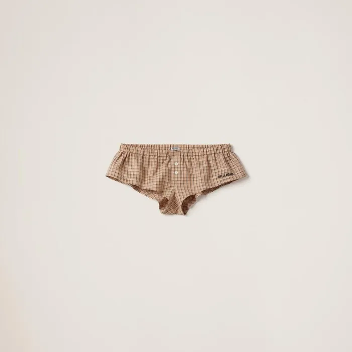 Women Miu Miu Pants And Shorts Checked Boxer Shorts Cord