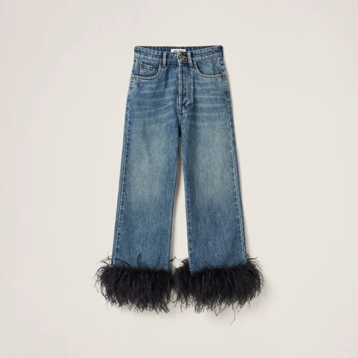 Women Miu Miu Pants And Shorts Denim Jeans Blueblack