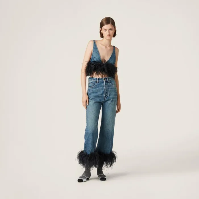 Women Miu Miu Pants And Shorts Denim Jeans Blueblack Women Miu Miu Pants And Shorts Denim Jeans Blueblack