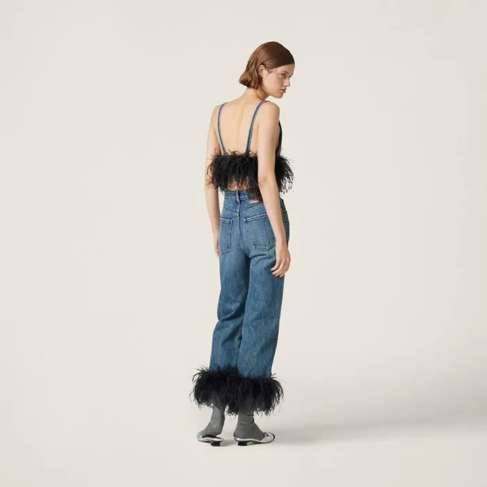 Women Miu Miu Pants And Shorts Denim Jeans Blueblack Women Miu Miu Pants And Shorts Denim Jeans Blueblack
