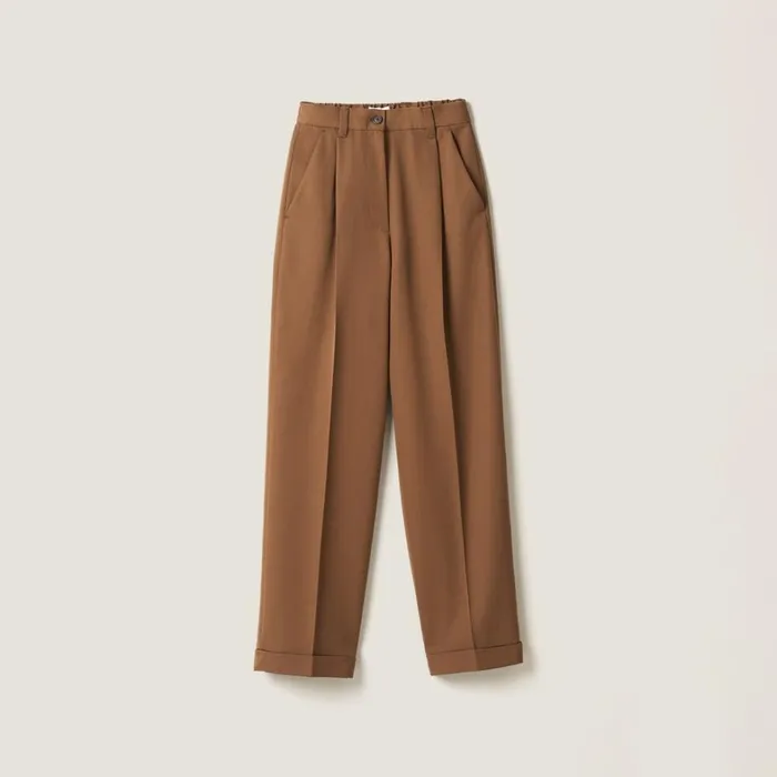 Women Miu Miu Pants And Shorts Gabardine Pants Cork Beige