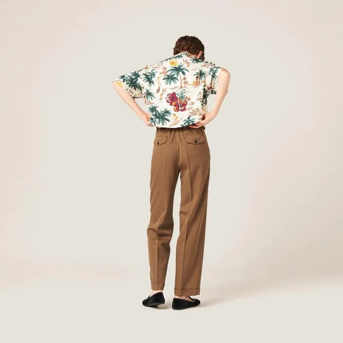 Women Miu Miu Pants And Shorts Gabardine Pants Cork Beige Women Miu Miu Pants And Shorts Gabardine Pants Cork Beige