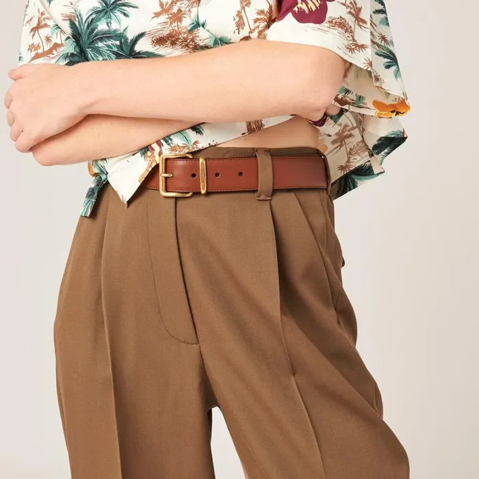 Women Miu Miu Pants And Shorts Gabardine Pants Cork Beige Women Miu Miu Pants And Shorts Gabardine Pants Cork Beige