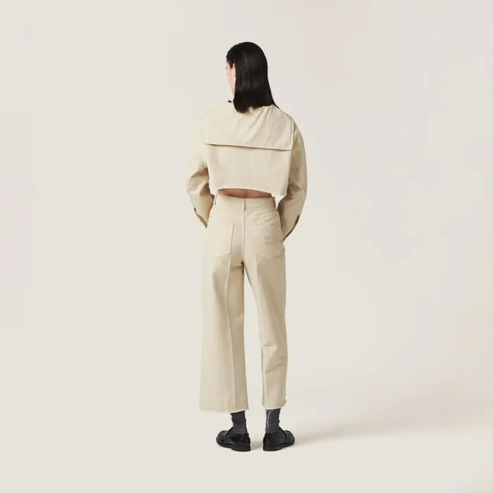 Women Miu Miu Pants And Shorts Garmentdyed Gabardine Pants Chalk White