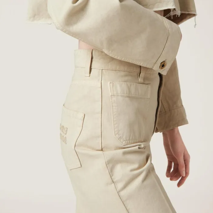 Women Miu Miu Pants And Shorts Garmentdyed Gabardine Pants Chalk White